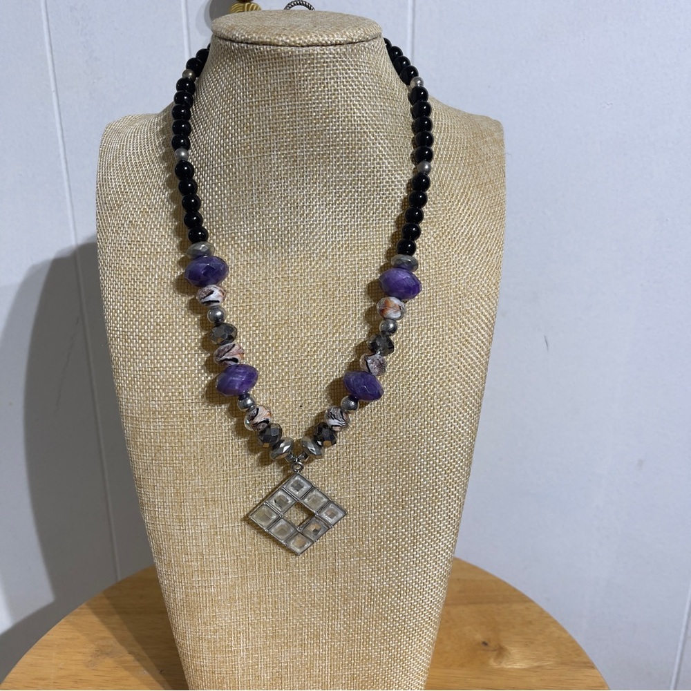 Amethyst & Jasper Beaded Necklace and Bracelet Set